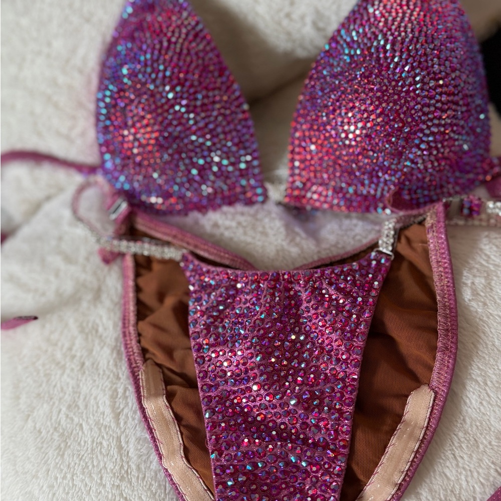 Rhinestone Embellished Pink Bikini Set - Picture 1 of 6